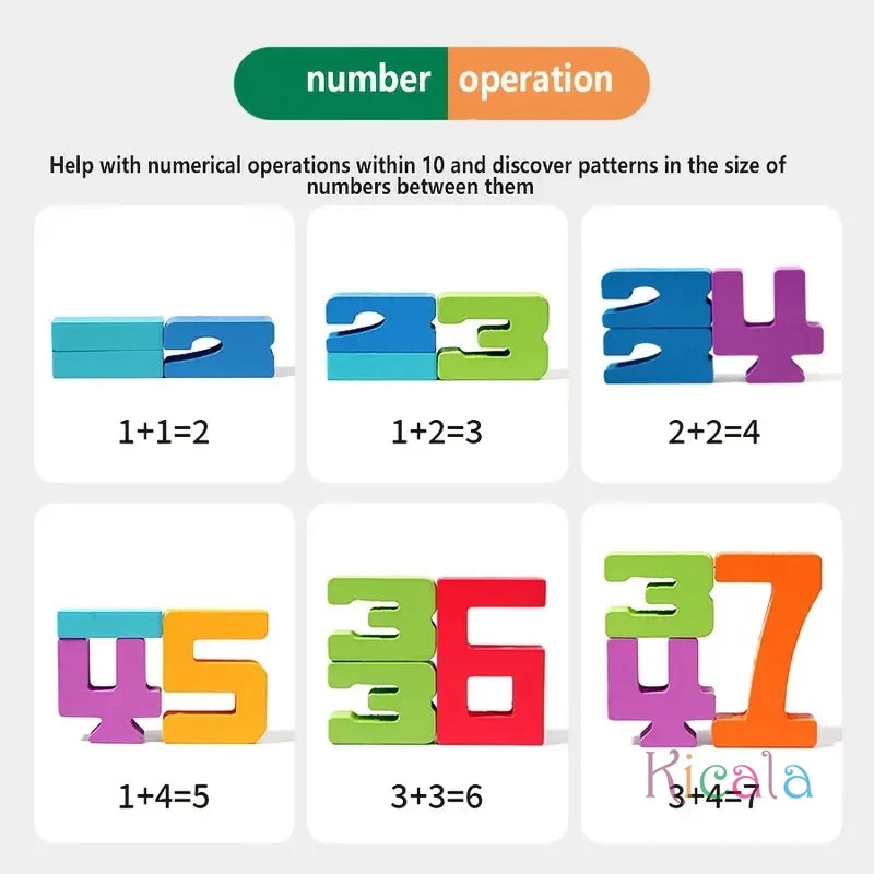 Montessori Math Toys Wooden Number Stacking Building Blocks Digital Balance Toy Preschool Learning Number Blocks For Kids Gifts