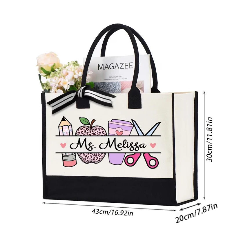Personalized Name Teacher Tote Bag Teachers' Day Appreciation Gifts Thank You Gift for Mentor Back To School Graduation Supplies