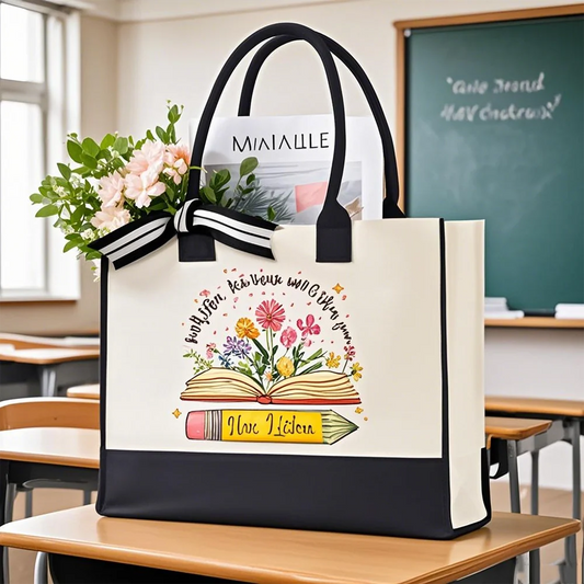 Personalized Teacher Name Tote Bag New Teacher Grad Gift Back To School Totes for Teachers' Day Custom Appreciation Gift Bag