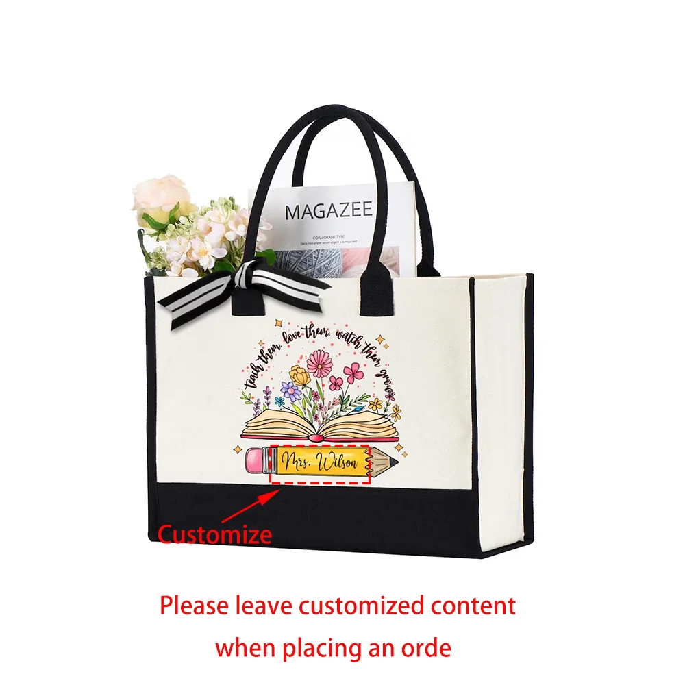 Personalized Teacher Name Tote Bag New Teacher Grad Gift Back To School Totes for Teachers' Day Custom Appreciation Gift Bag