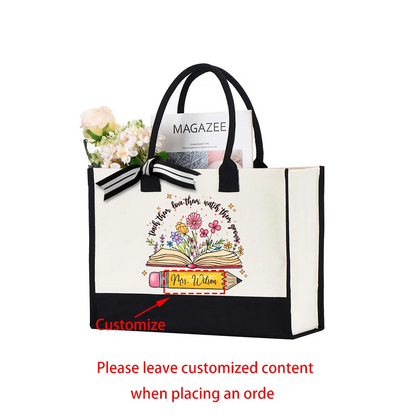 Personalized Teacher Name Tote Bag New Teacher Grad Gift Back To School Totes for Teachers' Day Custom Appreciation Gift Bag