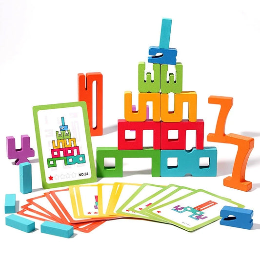 Montessori Math Toys Wooden Number Stacking Building Blocks Digital Balance Toy Preschool Learning Number Blocks For Kids Gifts