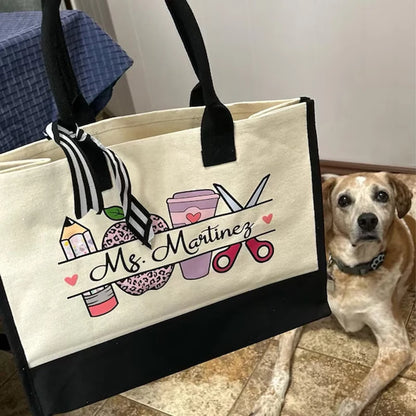 Personalized Name Teacher Tote Bag Teachers' Day Appreciation Gifts Thank You Gift for Mentor Back To School Graduation Supplies
