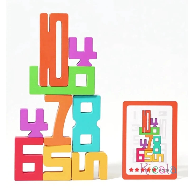 Montessori Math Toys Wooden Number Stacking Building Blocks Digital Balance Toy Preschool Learning Number Blocks For Kids Gifts