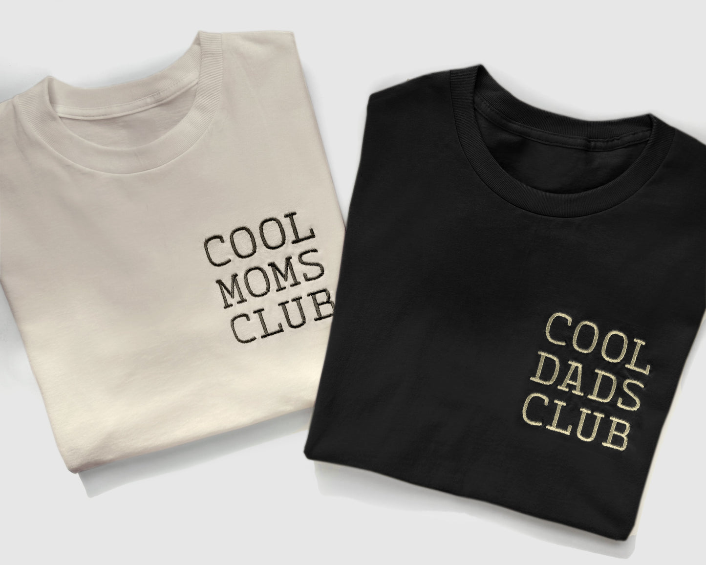 Cool Moms Club & Cool Dads Club Embroidered Cotton T-Shirts