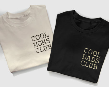 Cool Moms Club & Cool Dads Club Embroidered Cotton T-Shirts